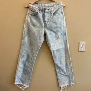 Levis 501 Jeans Women's W26 L32 Blue Acid Wash High Rise 100% Cotton